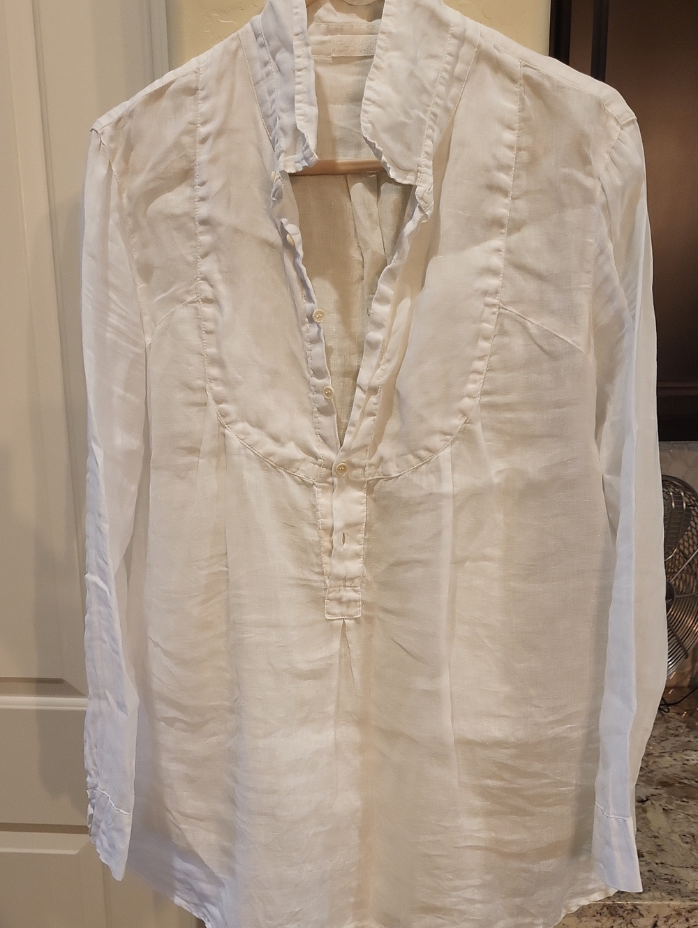 CP Shades White Linen Blouse Size Large